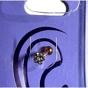 New 16g rose gold Crystal flower body jewelry post stud piercing